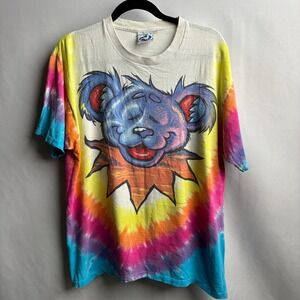 Vintage 1999 Liquid Blue Grateful Dead Dancing Bear Tie Dye T Shirt L Retro SEE